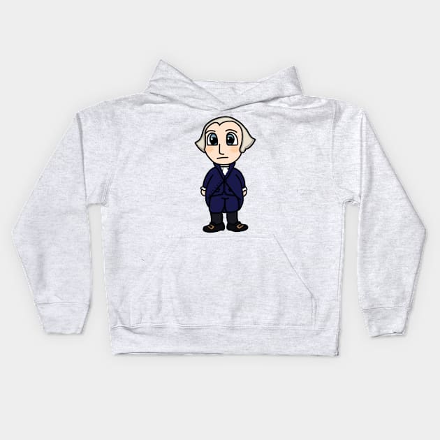 Chibi President George Washington (Large Print) Kids Hoodie by Aeriskate